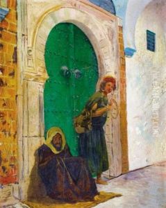 Homme Et Femme Devant Une Porte Verte