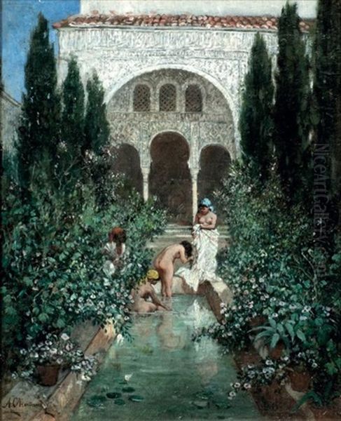Baigneuses Dans Les Jardins D'un Palais - view 1