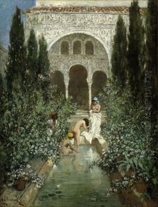 Drei Frauen Beim Bade Im Garten Eines Serail