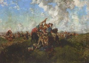 Scene De Bataille by Marc Alfred Chataud