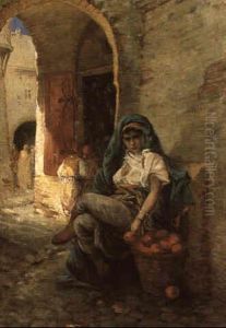 Marchande D'oranges Dans Le Casbah D'alger by Marc Alfred Chataud