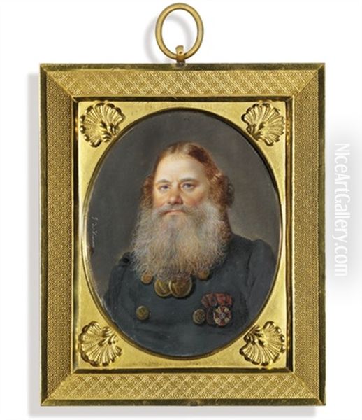 Ilya Ivanovich Baikov, In Double-breasted Loden Green Coat With Gilt Buttons... - view 1