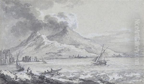 Ships On The Coast At Stromboli - view 1