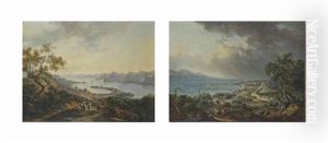 A View Messina From The South-west; A View Of Messina From The North, With The Santuario Della Madonna Di Montalto And Fortress (2 Works) by Claude Louis Chatelet