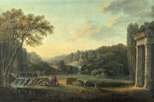 Paysage Aux Ruines Antiques Avec Cascade by Claude Louis Chatelet