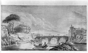 Rom, Engelsburg Mit Tiberbrucke Rom, Engelsburg Mit Tiberbrucke