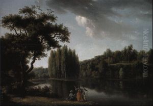 Landscape With The Tomb Of Jean-jacques Rousseau, Ermenonville by Claude Louis Chatelet