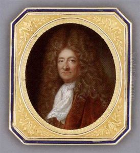 A Gentleman In Gold-embroidered Brown Velvet Coat, Embroidered Cravat, Full Bottomed Curling Wig