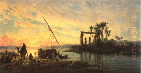Felouques Et Barques Devant L'lle De Philae - view 1
