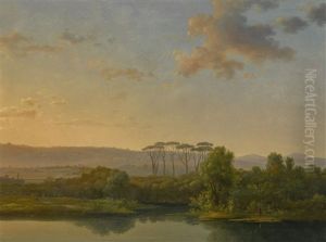 View Of An Italian Hillside by Pierre Athanase Chauvin