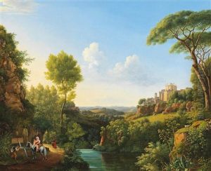Italian Landscape With Travellers By The Fountain