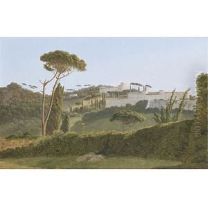 A View Of The Pines Of The Villa Borghese From The Back Of The Villa Medicis by Pierre Athanase Chauvin