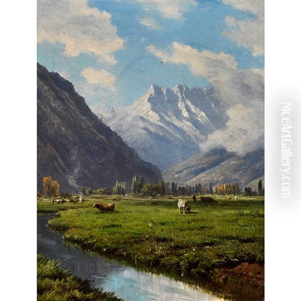 Weidende Kuhe Mit Blick Auf Die Dents-du-midi - view 1