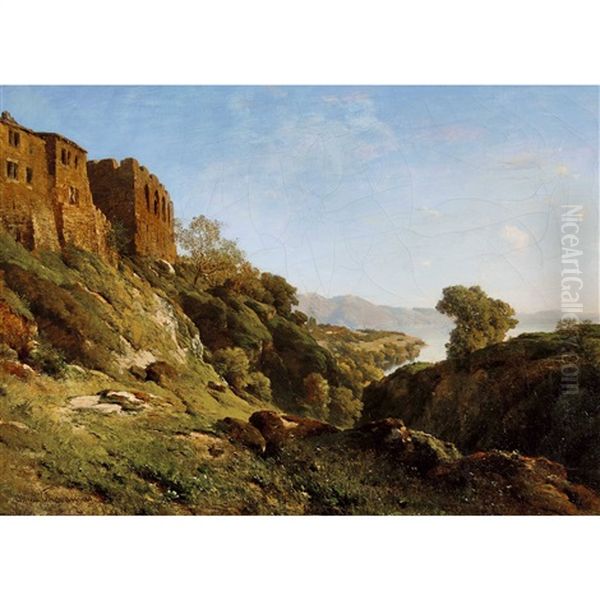 Sommerlandschaft Mit Festungsanlage Und Bucht - view 1