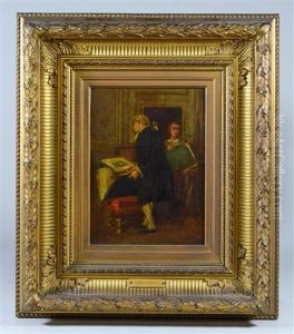 Painting Of The Artist With His Assistant by Victor Joseph Chavet