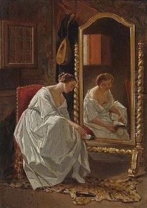 Junge Dame Im Boudoir Beim Ankleiden by Victor Joseph Chavet