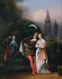 Courting In The Gardens by Victor Joseph Chavet