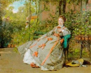 Junge Dame Im Park by Victor Joseph Chavet