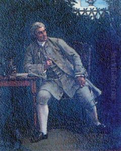Portrait Of A Gentleman, Seated  By His Desk, In A Garden
