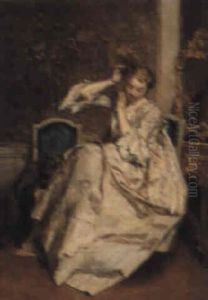 A Lady At Her Dressing Table by Victor Joseph Chavet