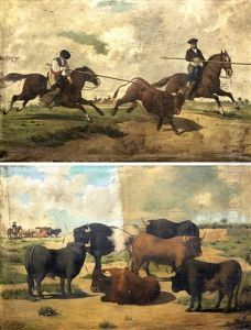 Toros Y Rejoneo (pair) by Jose Chavez y Artiz