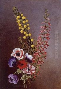A Study Of Anemones, Veronica And Other Flowers by Antoine Chazal