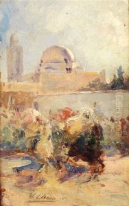 Cavaliers Devant La Mosquee by Ulpiano Checa y Sanz