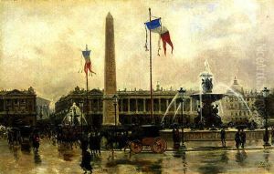 A View Of The Place De La Concorde by Ulpiano Checa y Sanz