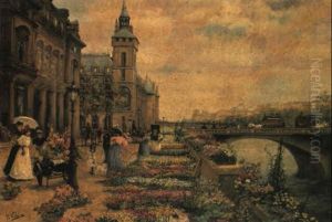 A Flower Market On The Seine by Ulpiano Checa y Sanz