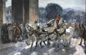 Entrada De Las Cu Drigas Al Circo by Ulpiano Checa y Sanz