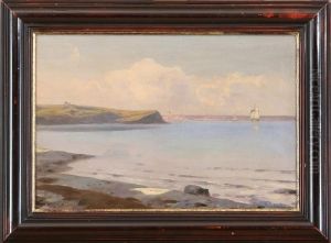Coastal Scenery With A View To A City by Julius Andersen