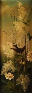 Pareja De Bodegones Con Flores Y Pajaros by Felipe Checa Y Delicado