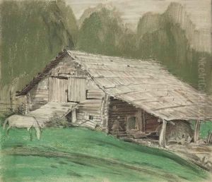 Izba In Domovichi (+ Forest; 2 Works) by Sergei Vasil'evich Chekhonin