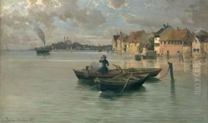 Kahnpartie Bei Uberlingen (+ Abendstimmung Bei Konstanz; 2 Works) by Adolf Chelius