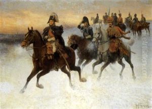 Le Marechal Ney Et Napoleon Et Leurs Troupes Pendant La Campagne De Russie by Jan van Chelminski