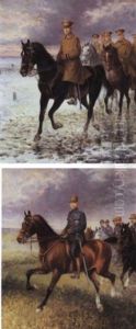The Four Generals Of World War I: General John J. Pershing; Marshall Joffre; Field Marshall Sir Douglas Haig And Marshall Foch, Each With Their Staff Of Generals by Jan van Chelminski