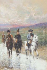 Napoleon Et Sa Garde Lors De La Campagne De Saxe by Jan van Chelminski