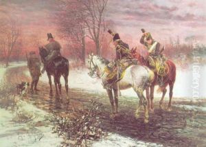 Preussische Kavalleristen by Jan van Chelminski