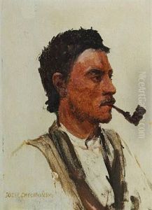 A Male Portrait by Josef Chelmonski