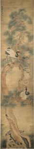 Two Cranes On A Pine Tree by Chen Hongshou