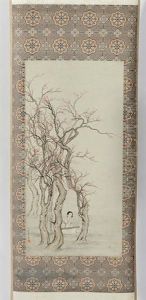 Lady Playing A Lute Under A Pink Blossom Tree