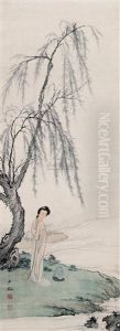 A Lady In The Shade Of Willow Trees by Chen Shaomei