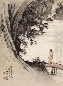 Scholar On The Bridge by Chen Shaomei