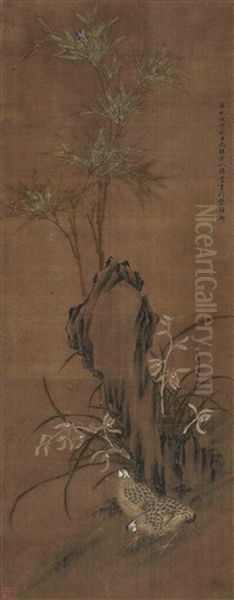Orchid, Bamboo And Rock - view 1