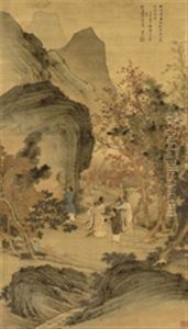 Inscribing A Rock, In The Style Of Zhao Qianli Inscribing A Rock, In The Style Of Zhao Qianli