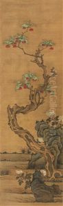 Fruit Tree, Flowers And Rock Fruit Tree, Flowers And Rock