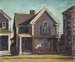 Russell Cheney, American, 1881-1945, John's Barber Shop"., Oil On Canvas, 21" X 25". Unframed by Russell Cheney