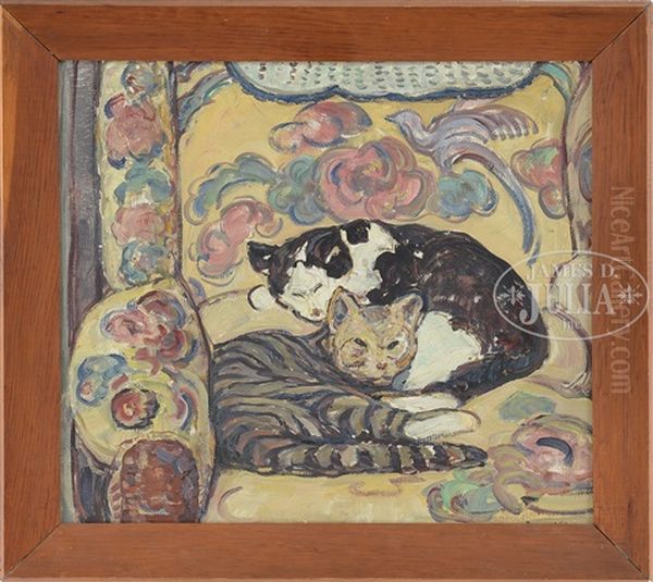 Two Works: Kittens In Arts And Crafts Interior & Still Life With Peonies - view 1
