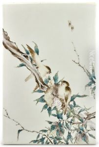 A Famille-rose 'bird And Pomegranate" Plaque A Famille-rose 'bird And Pomegranate" Plaque
