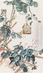 Grasshopper And Flower by Cheng Zhang